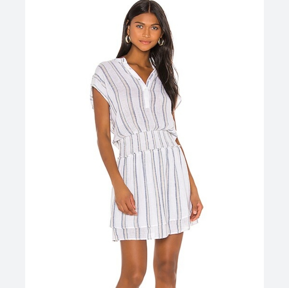 Rails Angelina Dress In Belle Stripe Size Medium Linen Blend